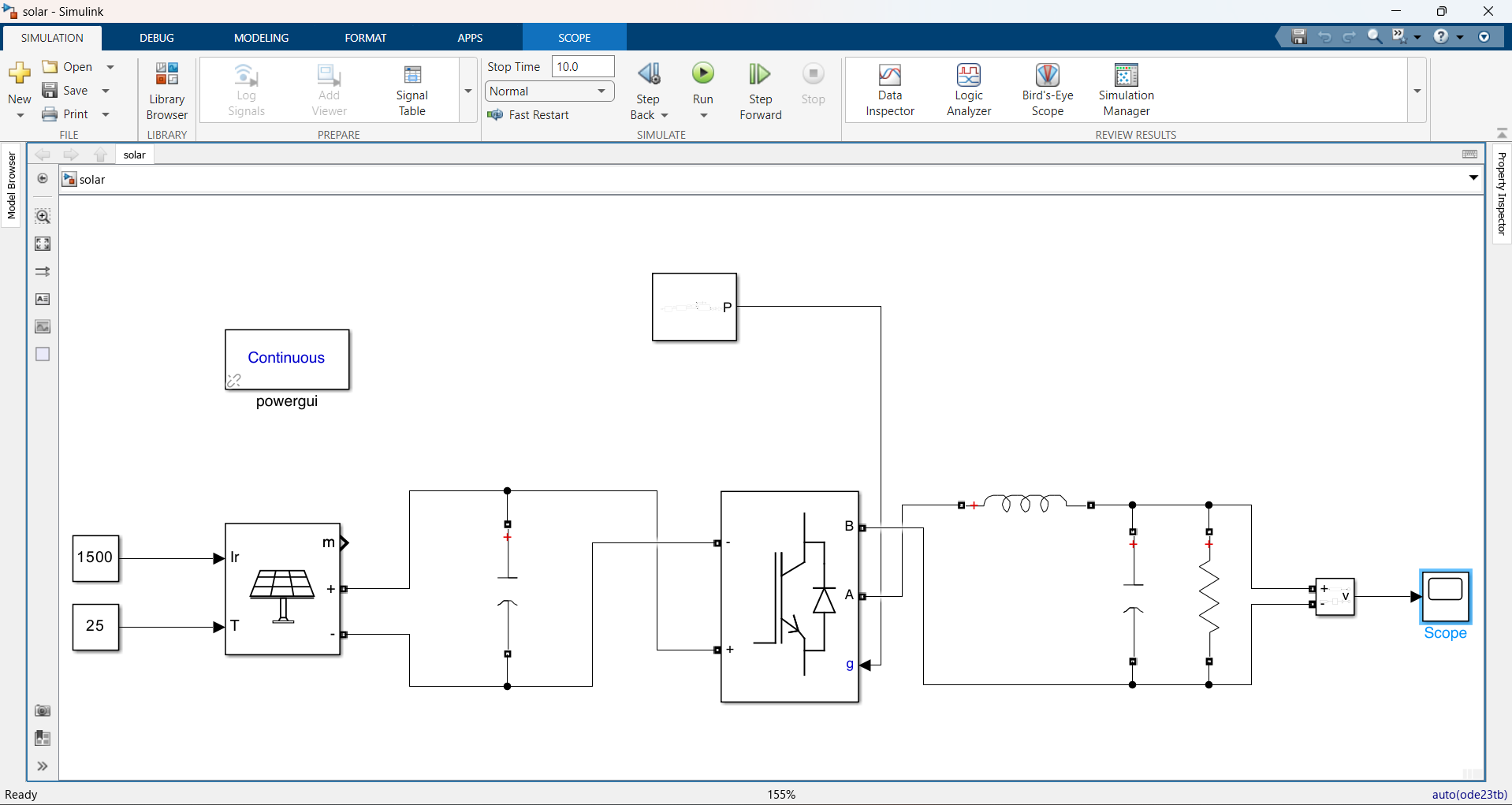 Solar Power Generation MATLAB simulation