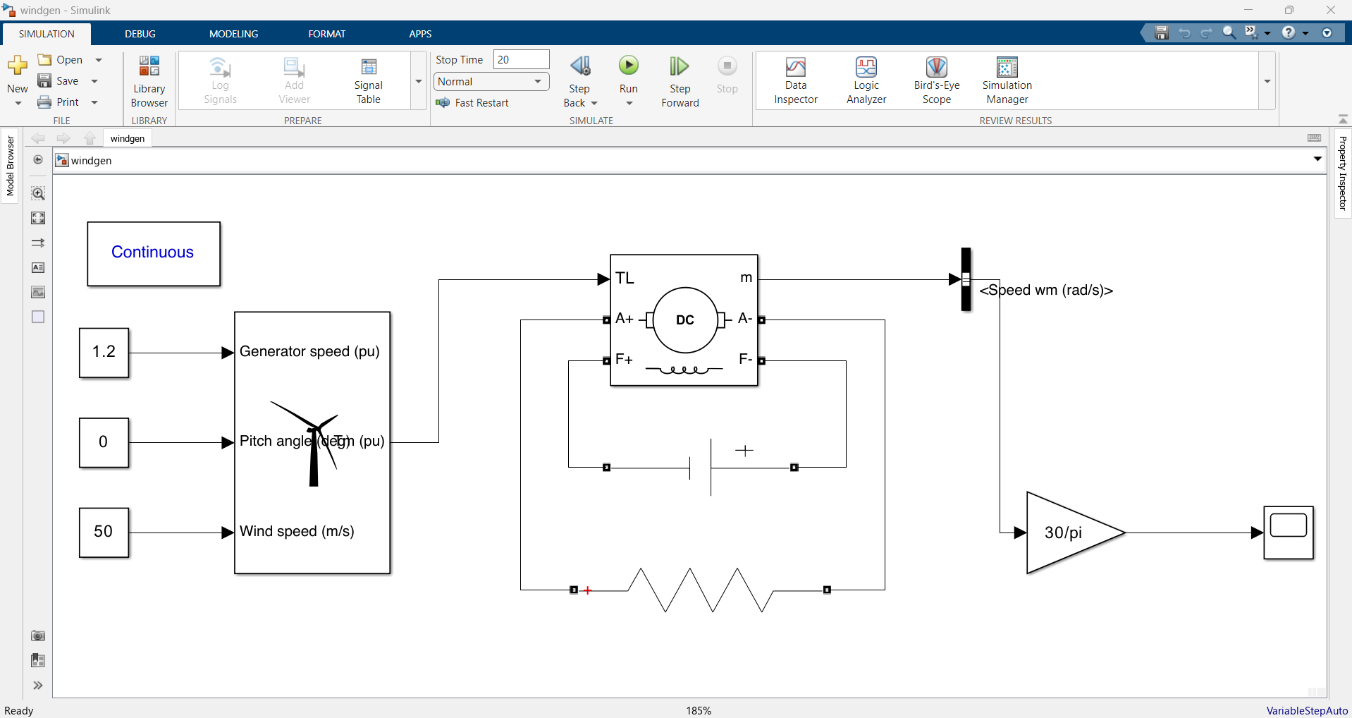 Wind Turbine MATLAB Simulink simulation